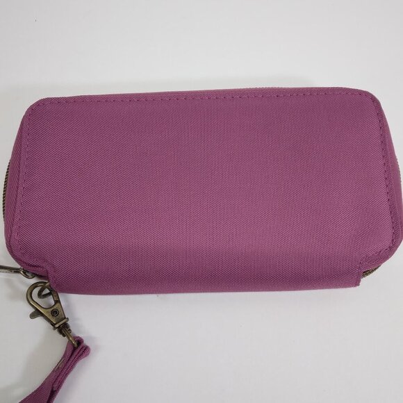 TRAVELON Wristlet Wallet Full Zip Purple Pink Clutch - Picture 3 of 11